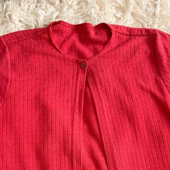 Short Sleeve Two Layer No Label One Size Red Top Vintage - Picture 4 of 4